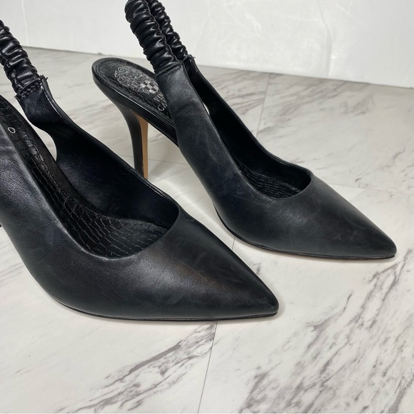 New! Vince Camuto Tolinnis Black Leather Sling Back Pump 8 1/2 M - Picture 10 of 14